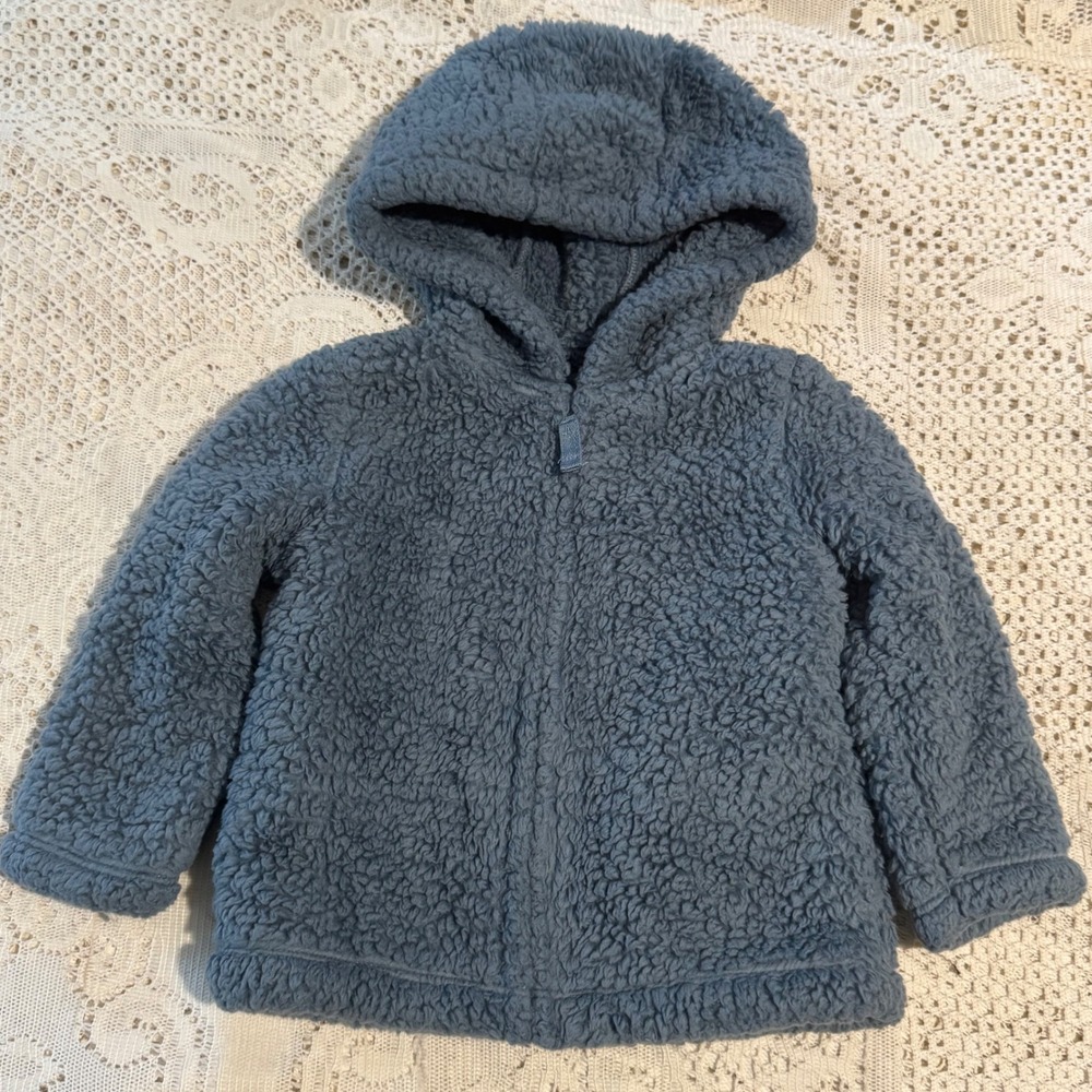 Carters Child of Mine Baby Boys Blue Fleece Hooded Jacket Size 18M